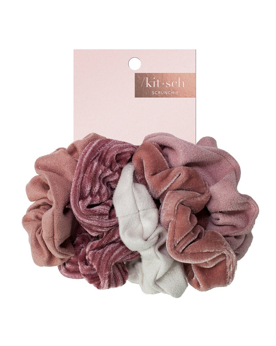 Kitsch Velvet Scrunchies - Blush and Mauve