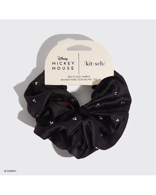 Kitsch & Mickey and Minnie Recycled Fabric Scrunchie - Black