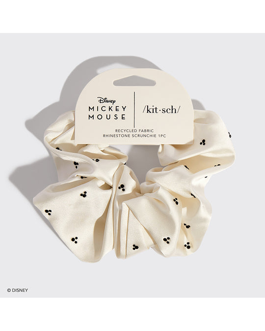 Kitsch & Mickey and Minnie Recycled Fabric Scrunchie - Cream