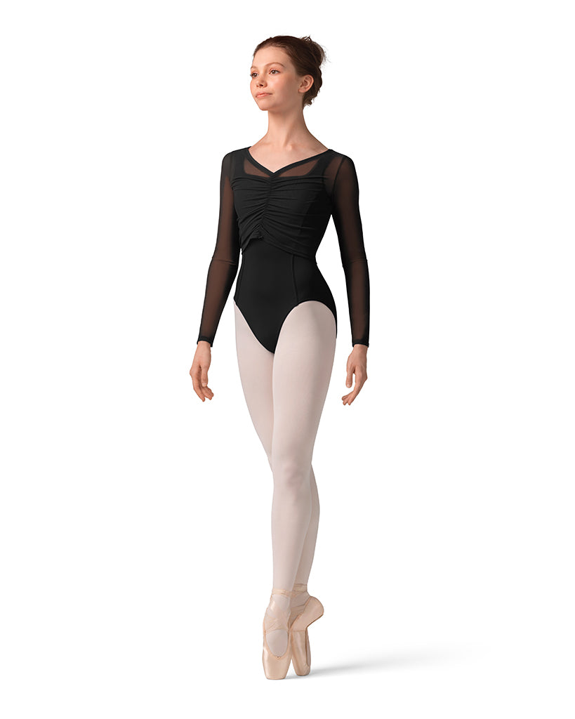 Mirella Gathered Mesh Long Sleeve Top - M30001L Women