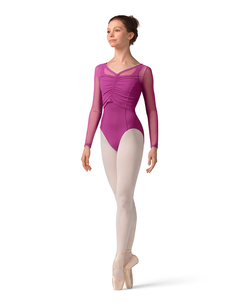 Mirella Gathered Mesh Long Sleeve Top - M30001L Women