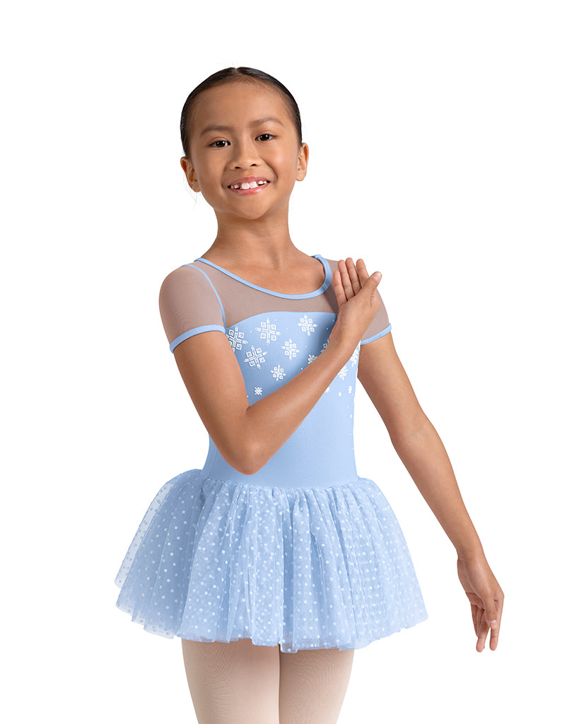 Mirella Kaleidoscope Polka Dot Velvet Detail Mesh Cap Sleeve Tutu Ballet Dress - M20003C Girls