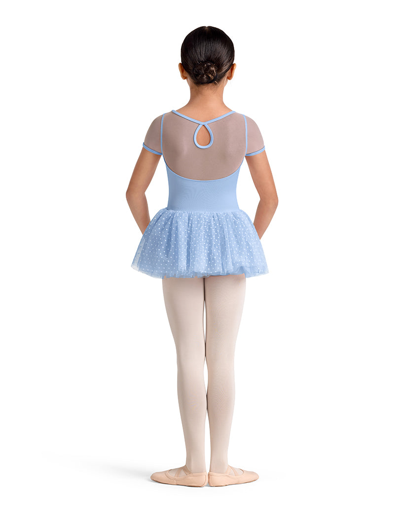 Mirella Kaleidoscope Polka Dot Velvet Detail Mesh Cap Sleeve Tutu Ballet Dress - M20003C Girls