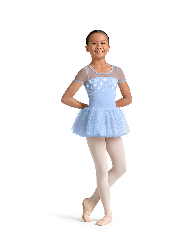 Mirella Kaleidoscope Polka Dot Velvet Detail Mesh Cap Sleeve Tutu Ballet Dress - M20003C Girls