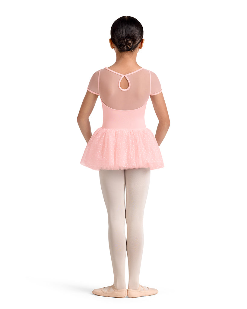 Mirella Kaleidoscope Polka Dot Velvet Detail Mesh Cap Sleeve Tutu Ballet Dress - M20003C Girls