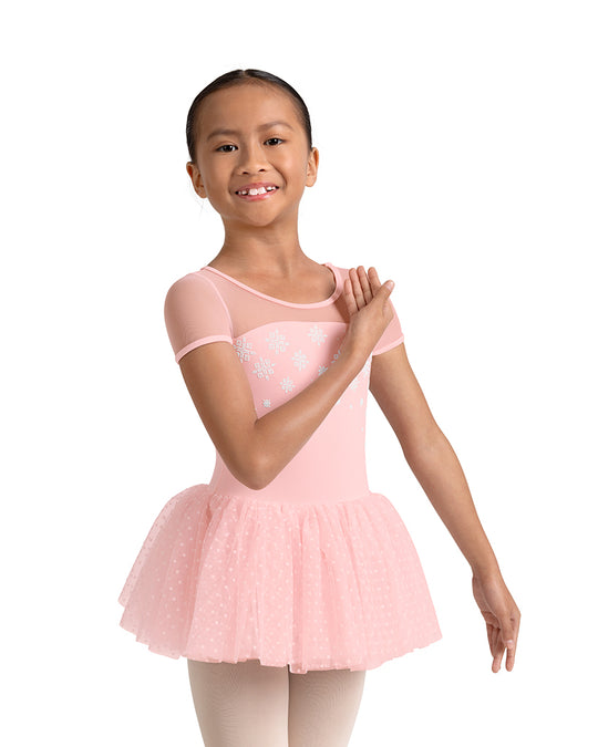 Mirella Kaleidoscope Polka Dot Velvet Detail Mesh Cap Sleeve Tutu Ballet Dress - M20003C Girls