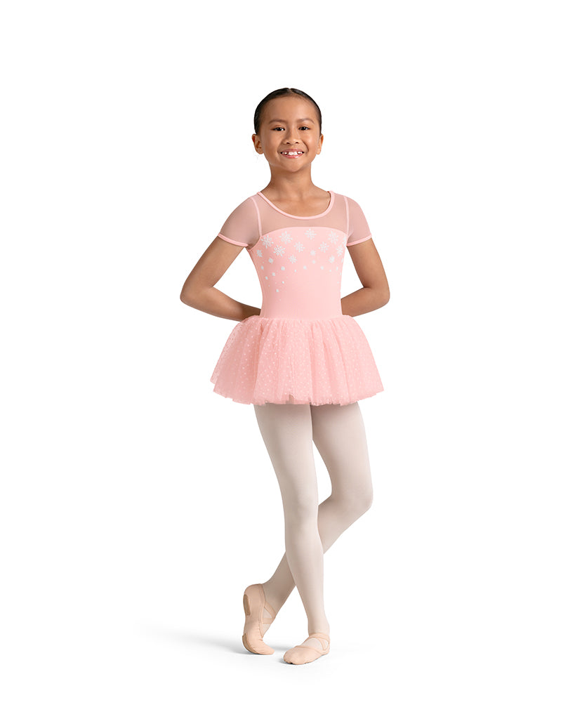 Mirella Kaleidoscope Polka Dot Velvet Detail Mesh Cap Sleeve Tutu Ballet Dress - M20003C Girls