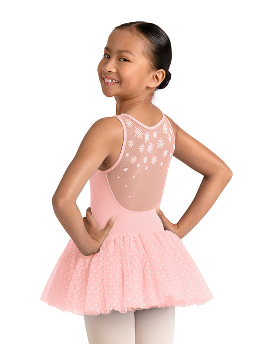 Mirella Kaleidoscope Sweetheart Neck Polka Dot Velvet Detail Mesh Tank Tutu Ballet Dress - M50002C Girls
