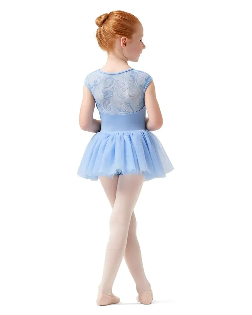 Mirella Mesh Sweetheart Neck Paisley Mesh Back Cap Sleeve Tutu Ballet Dress - M1557C Girls