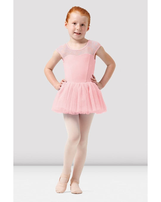Mirella Mesh Sweetheart Neck Paisley Mesh Back Cap Sleeve Tutu Ballet Dress - M1557C Girls