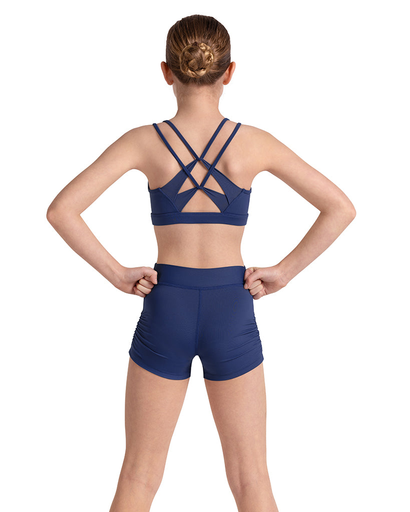 Mirella Pinch Front Double Strap Cross Back Camisole Crop Top - M30005C Girls