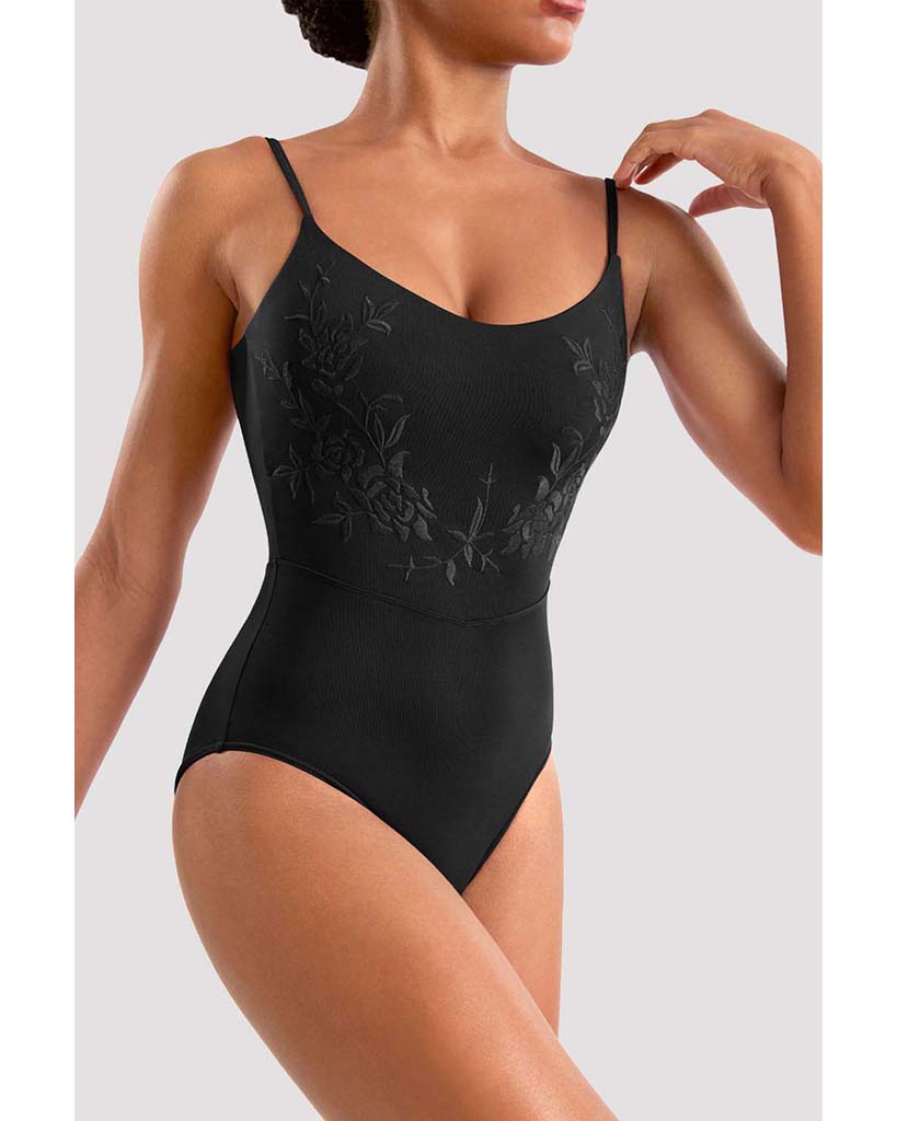 Mirella Scoop Neck Embroidered Floral Camisole Leotard -  M70007LM Womens