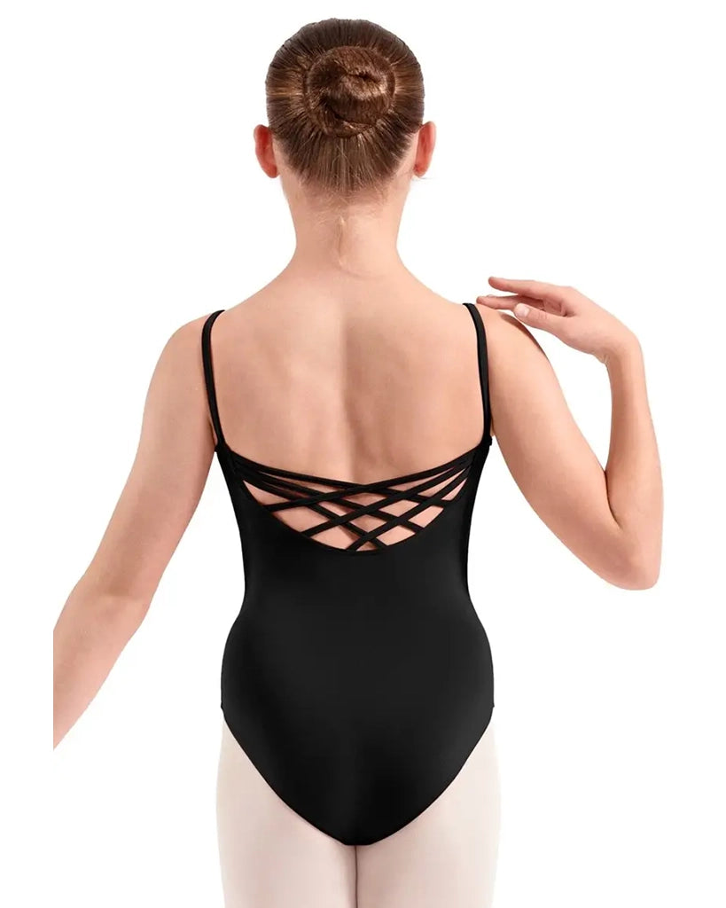 Mirella Scoop Neck Embroidered Floral Strappy Back Camisole Leotard - M70009C Girls