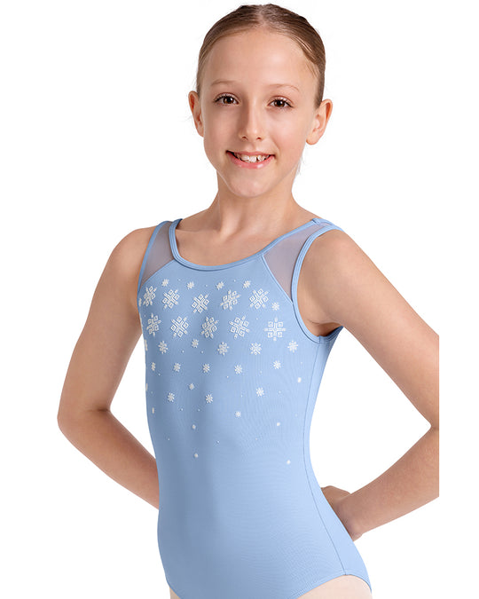 Mirella Scoop Neck Kaleidoscope Velvet Detail Mesh Back Tank Leotard - M50003C Girls