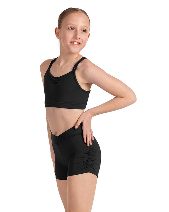 Mirella V-Waist Side Ruched Dance Shorts - M90002C Girls