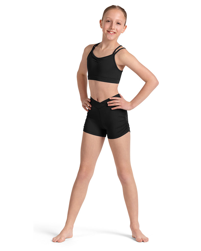 Mirella V-Waist Side Ruched Dance Shorts - M90002C Girls