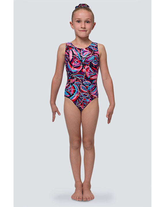 Mondor Abstract Print Gymnastic Tank Leotard - 7822C - Emotion Print Girls