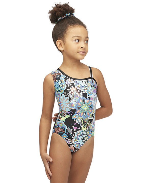 Mondor Abstract Print Gymnastic Tank Leotard - 27806C - Flower Power Print Girls