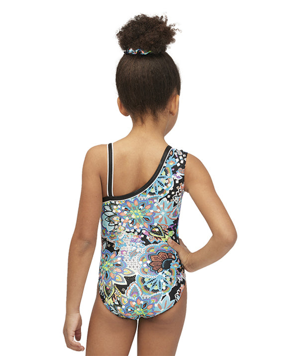 Mondor Abstract Print Gymnastic Tank Leotard - 27806C - Flower Power Print Girls