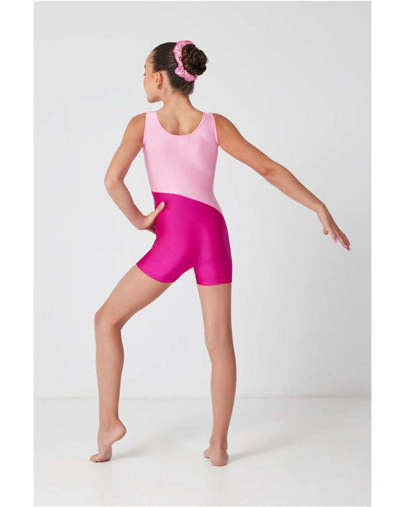 Mondor Colour Block Gymnastic Biketard - 7811C - Orchid Print Girls