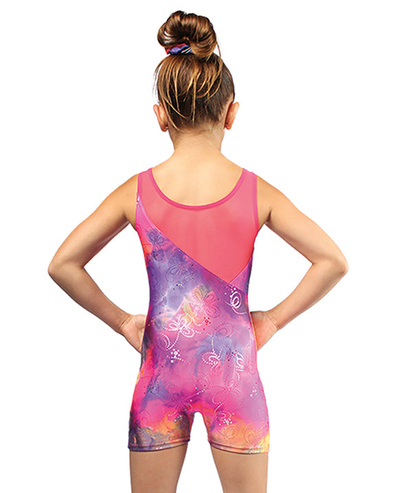 Mondor Combination Print Gymnastic Tank Biketard - 27813C - Neon Pop Print Girls