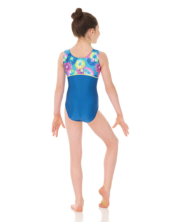 Mondor Combination Print Gymnastic Tank Leotard - 27835C Girls