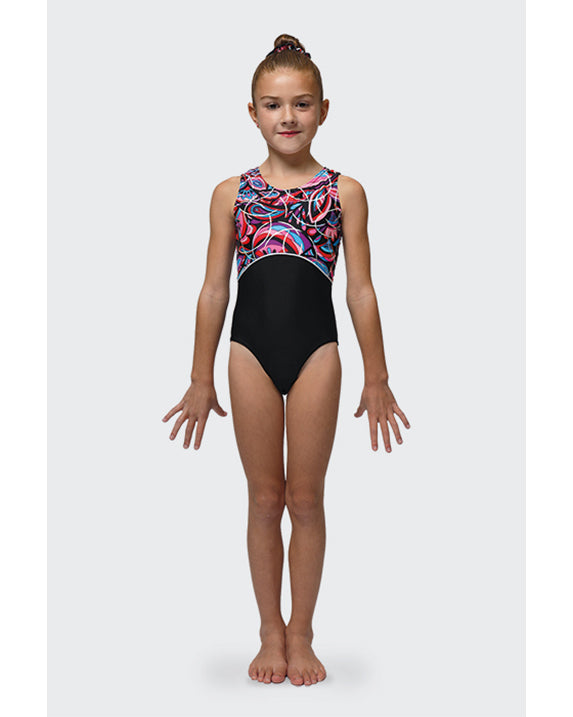 Mondor Combination Print Gymnastic Tank Leotard - 27897C - Emotion Print Girls