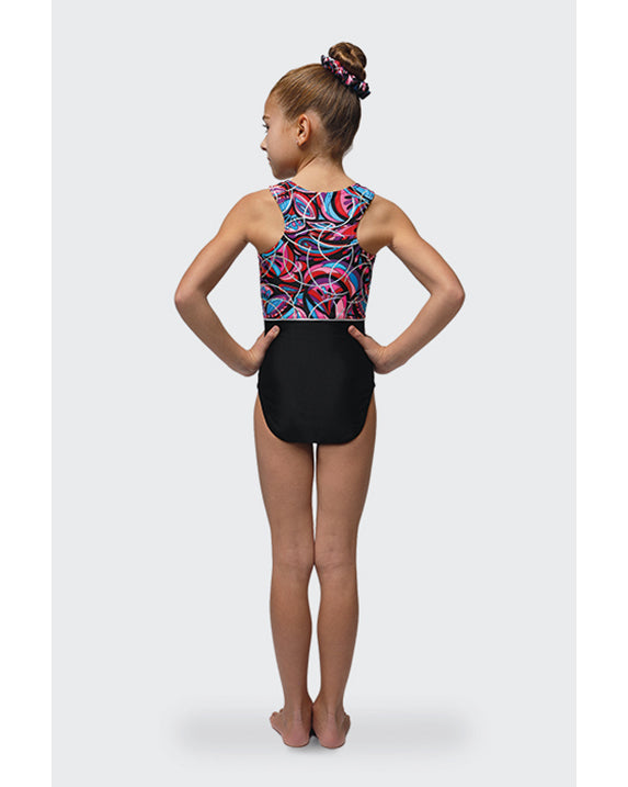 Mondor Combination Print Gymnastic Tank Leotard - 27897C - Emotion Print Girls