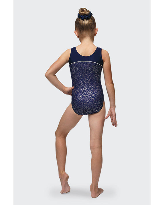 Mondor Combination Print Gymnastic Tank Leotard - 7835C - Sky Chart Print Girls