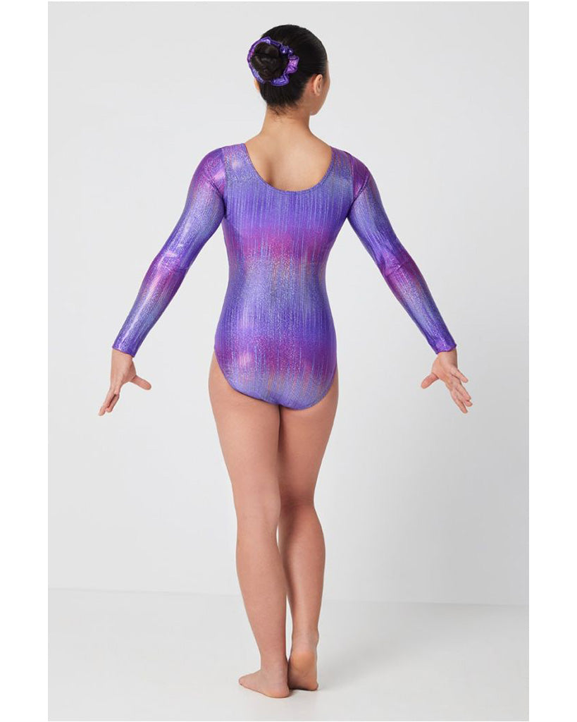 Mondor Metalic Print Gymnastic Long Sleeve Leotard - 7818C Girls