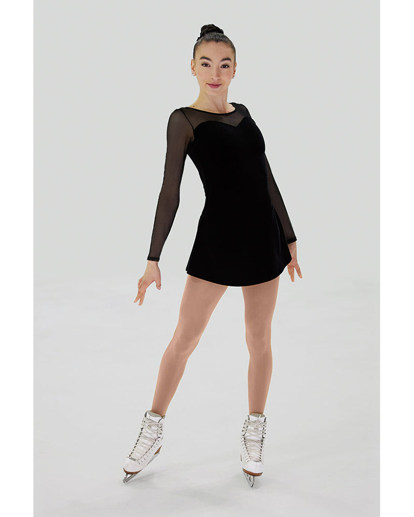 Mondor Sweetheart Mesh Velvet Long Sleeve Skating Dress - 2851C Girls