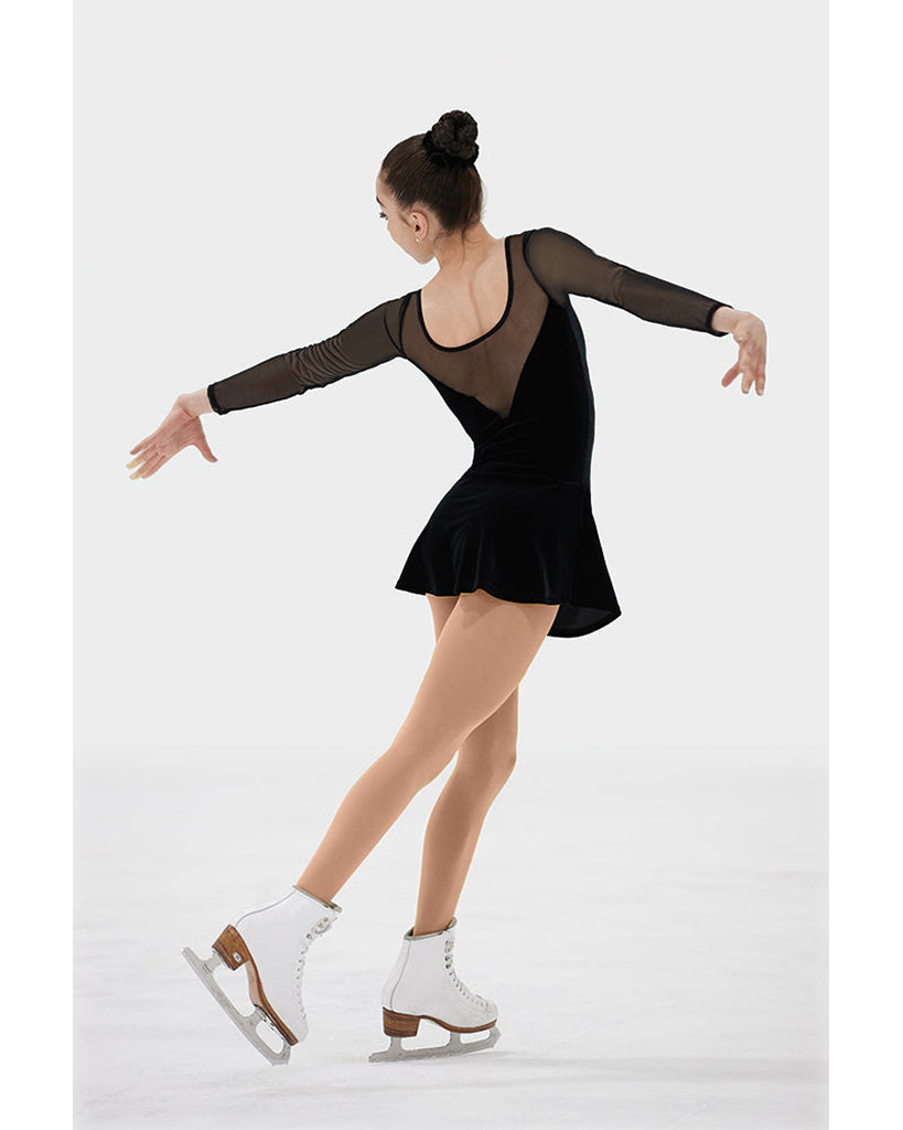 Mondor Sweetheart Mesh Velvet Long Sleeve Skating Dress - 2851C Girls