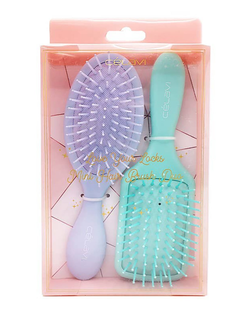 Pineapple Beauty Celavi Cosmetics Mini Hair Brush Duo - Blue Combo