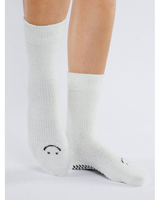 Pointe Studio Happy Cloud Crew Grip Ankle Sock - Womens - Bone