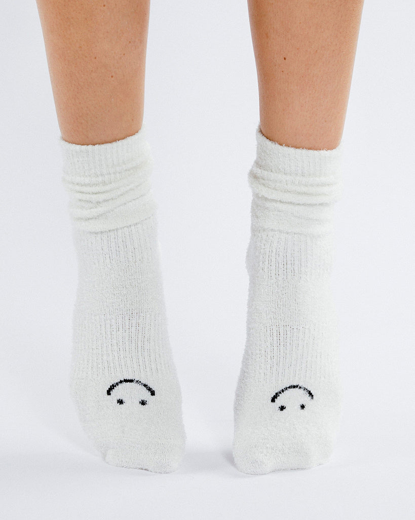 Pointe Studio Happy Cloud Crew Grip Ankle Sock - Womens - Bone