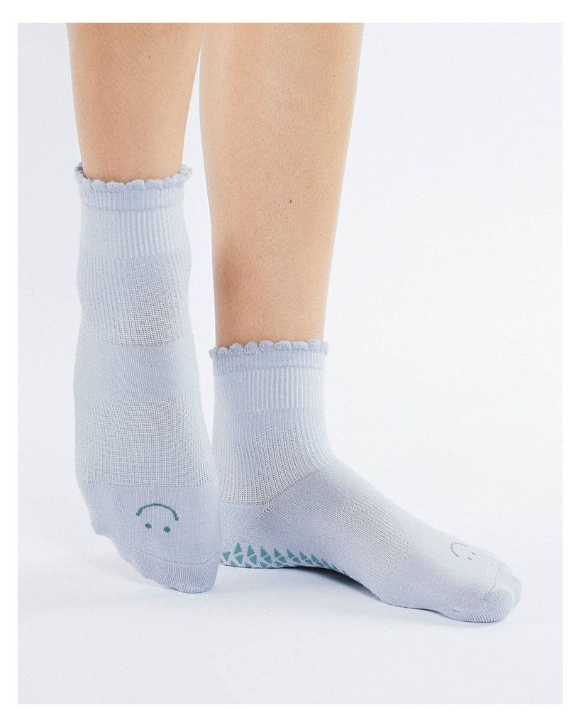Pointe Studio Happy Happy Ankle Grip Sock - Womens - Sky Blue