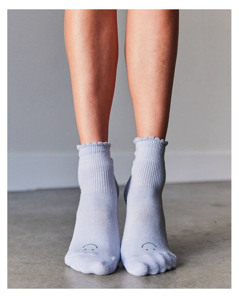 Pointe Studio Happy Happy Ankle Grip Sock - Womens - Sky Blue