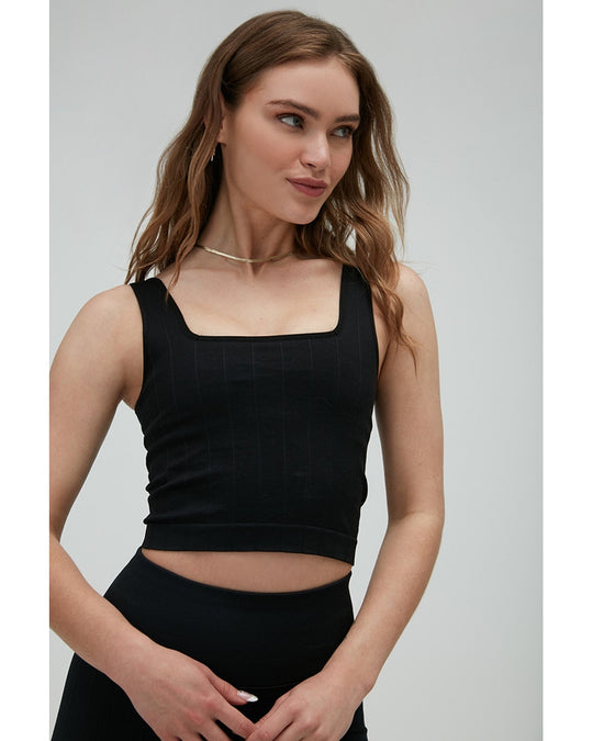 Spiritual Gangster Amara Wide Rib Seamless Tank Top - Womens - Black