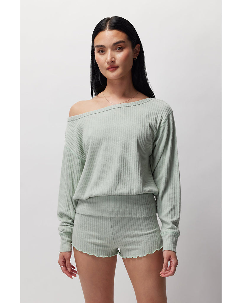 Spiritual Gangster Ballet Rib Banded Hem Vida Sweatshirt - FA30417002 - Womens - Sage