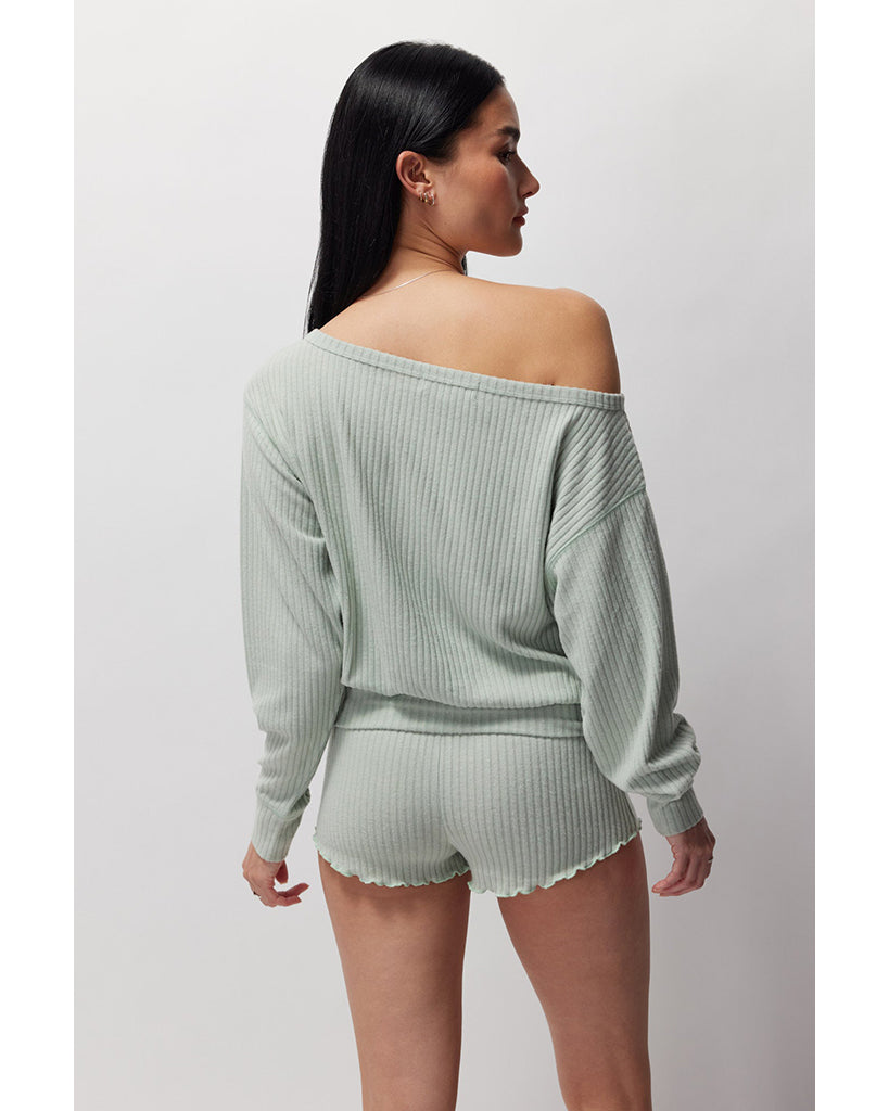 Spiritual Gangster Ballet Rib Banded Hem Vida Sweatshirt - FA30417002 - Womens - Sage