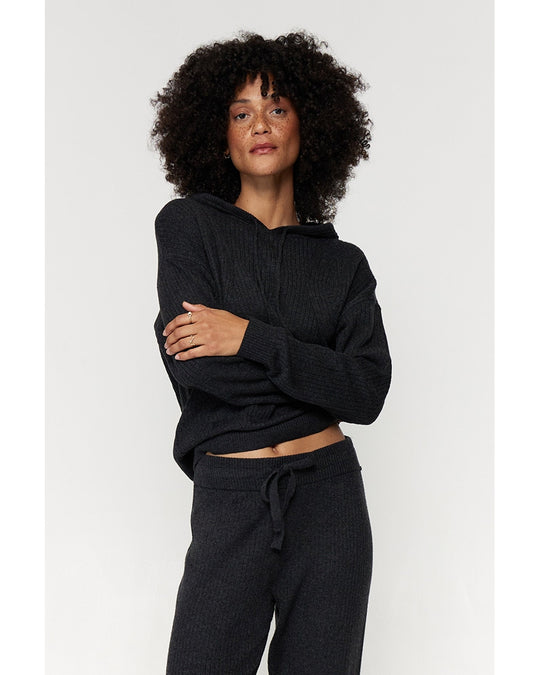 Spiritual Gangster Houston Rib Hoodie - FA20421007 - Womens - Vintage Black