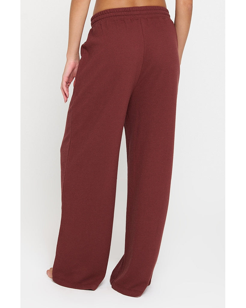 Spiritual Gangster Lofty Slub Rib Claudia Wide Leg Pant - Womens - Washed Burgundy