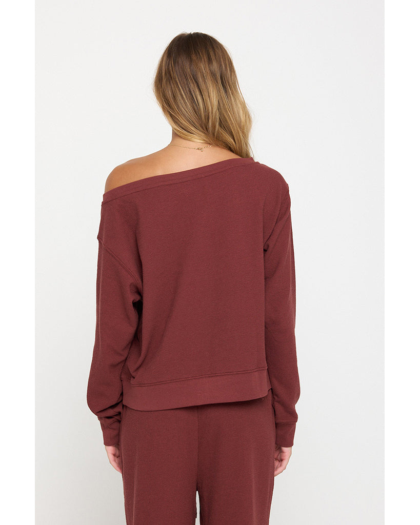 Spiritual Gangster Lofty Slub Rib Vida Sweatshirt - FA30417005 - Womens - Washed Burgundy