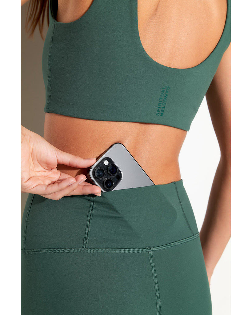 Spiritual Gangster Lotus 7/8 Seamless Legging - SWLG001 - Womens - Retro Green