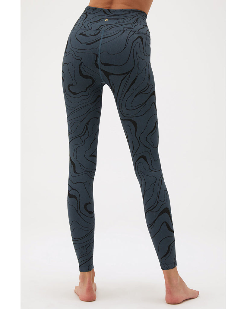 Spiritual Gangster Love Sculpt Jacquard Legging - Womens - Deep Sea Blue Swirl Print