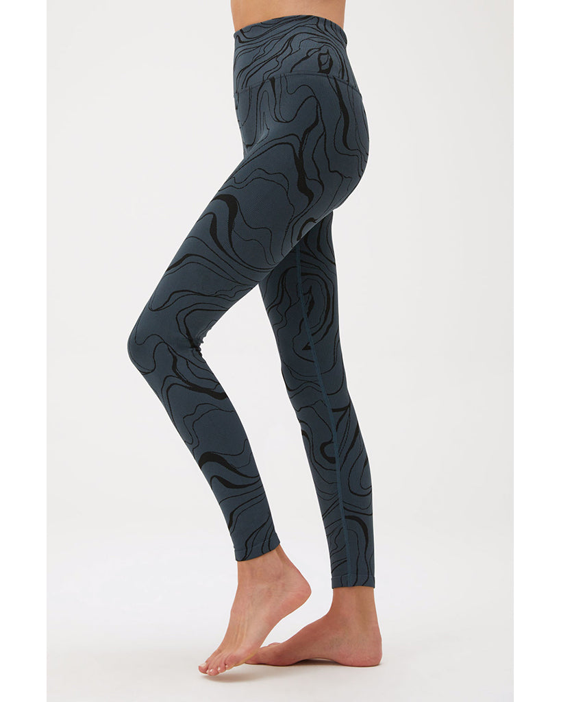 Spiritual Gangster Love Sculpt Jacquard Legging - Womens - Deep Sea Blue Swirl Print