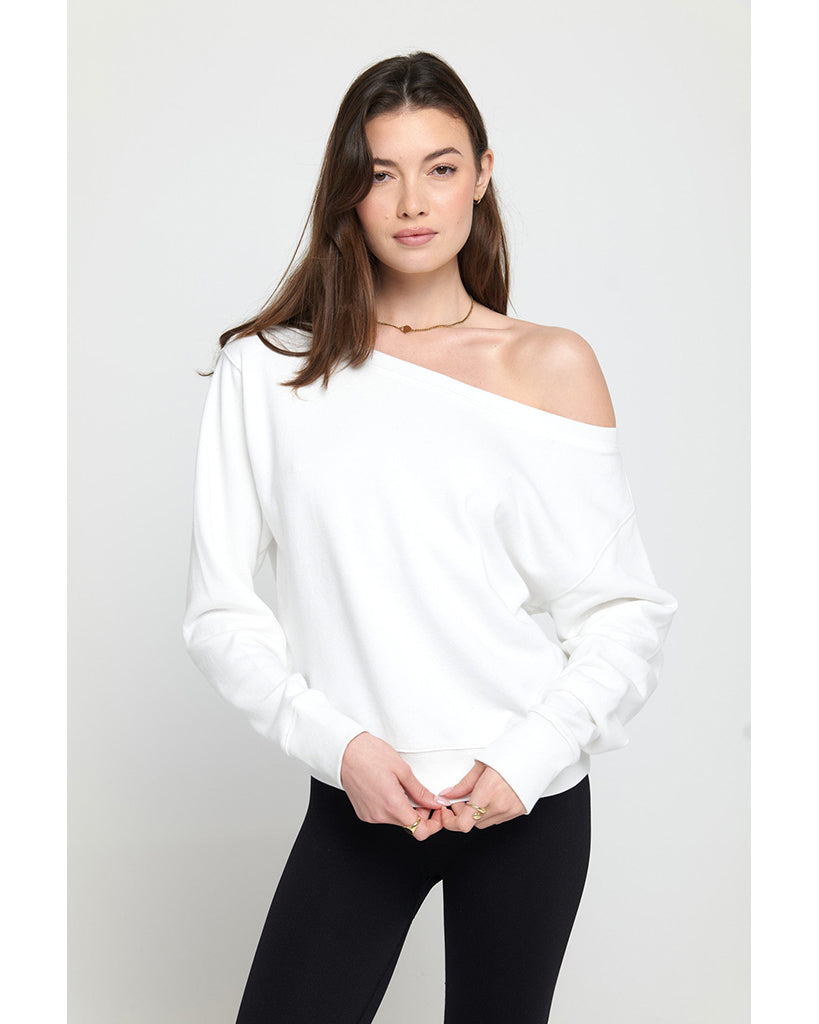 Spiritual Gangster Vida Off Shoulder Sweatshirt - SP40417016  - Womens - White