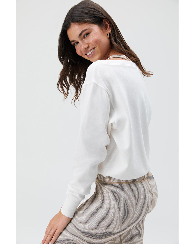 Spiritual Gangster Vida Off Shoulder Sweatshirt - Womens - Stone