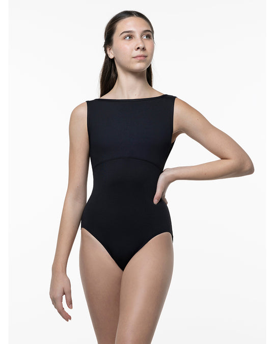 Suffolk Bateau Boat Neck Curved Empire Waist Pinch V Back Tank Leotard - 6503C Girls