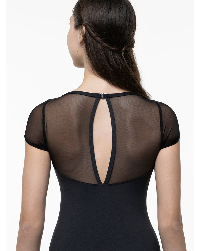 Suffolk Empire Waist Keyhole Back Illusion Mesh Cap Sleeve Leotard - 6507C Girls